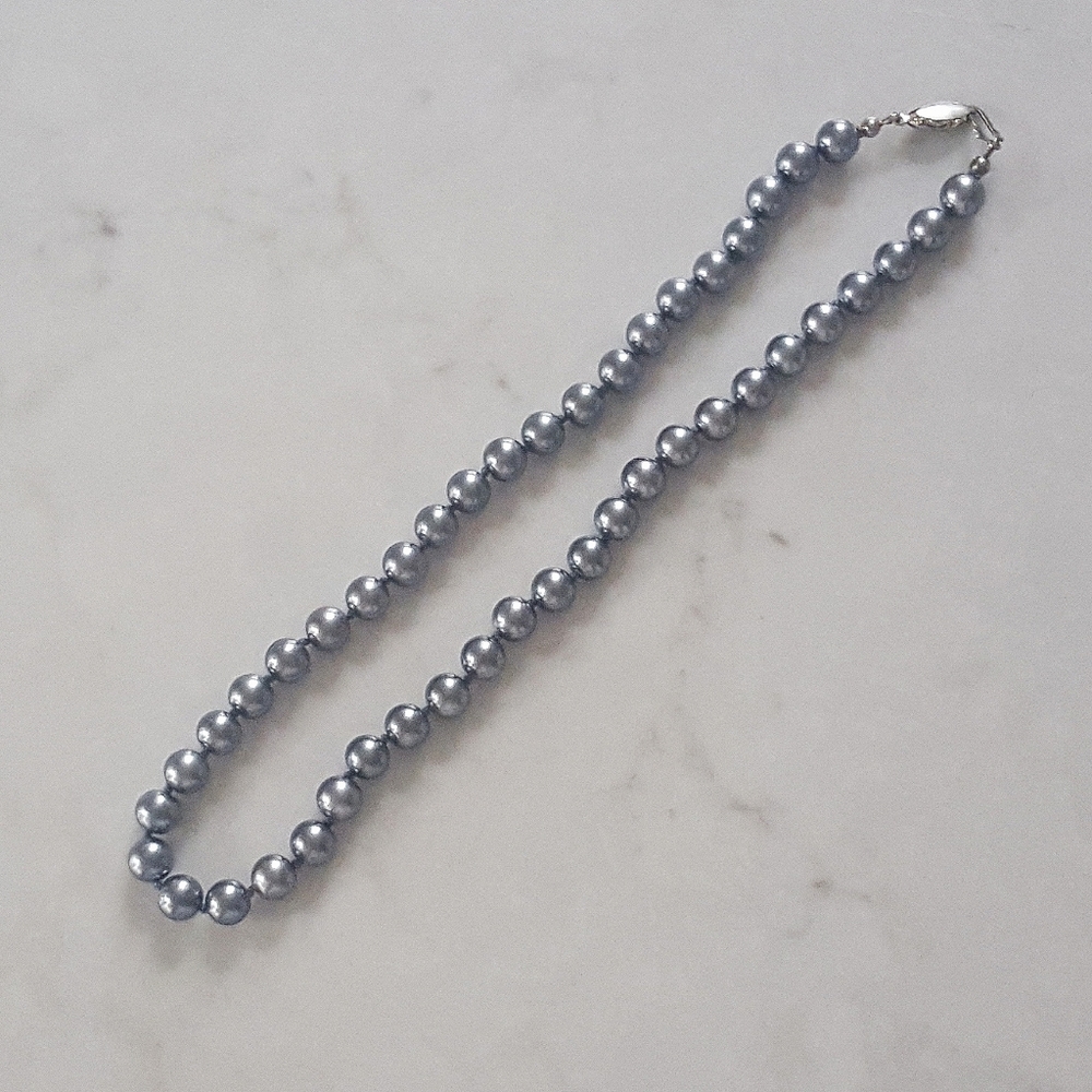 SOLD on Depop Vintage Grey Pearl Necklace